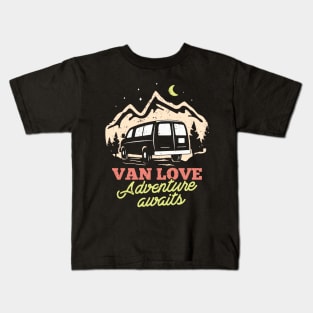 Van Love Camping Adventure Outdoor Bus Kids T-Shirt